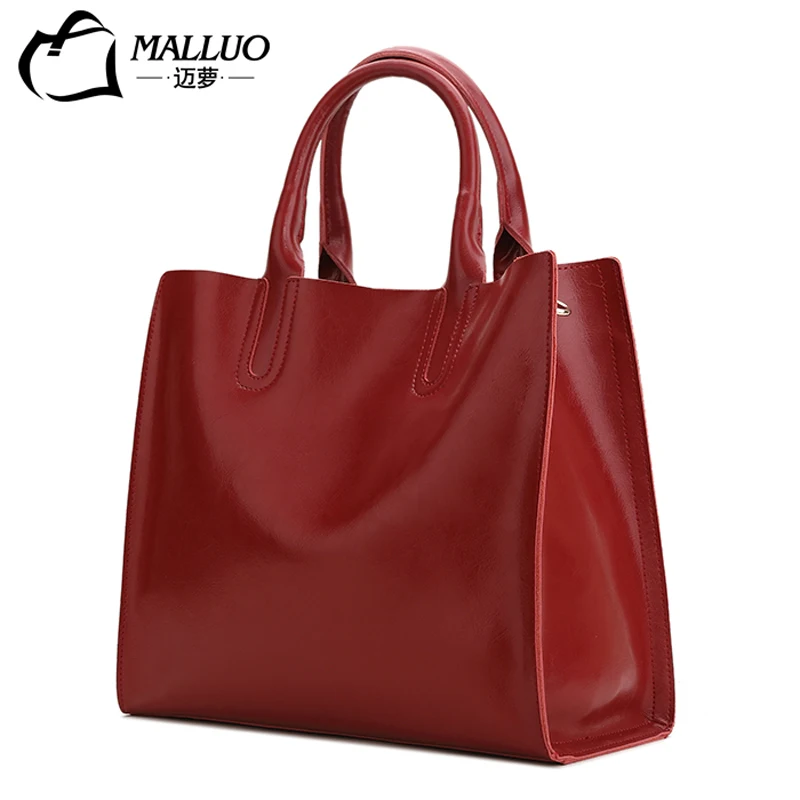 MALLUO Genuine Leather font b Handbags b font Natural Leather Shoulder Satchel font b Bag b
