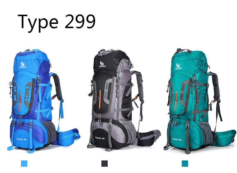Наружный альпинистский рюкзак 80L Нейлоновый наружный каркасный походный рюкзак Нейтральный водонепроницаемый походный рюкзак
