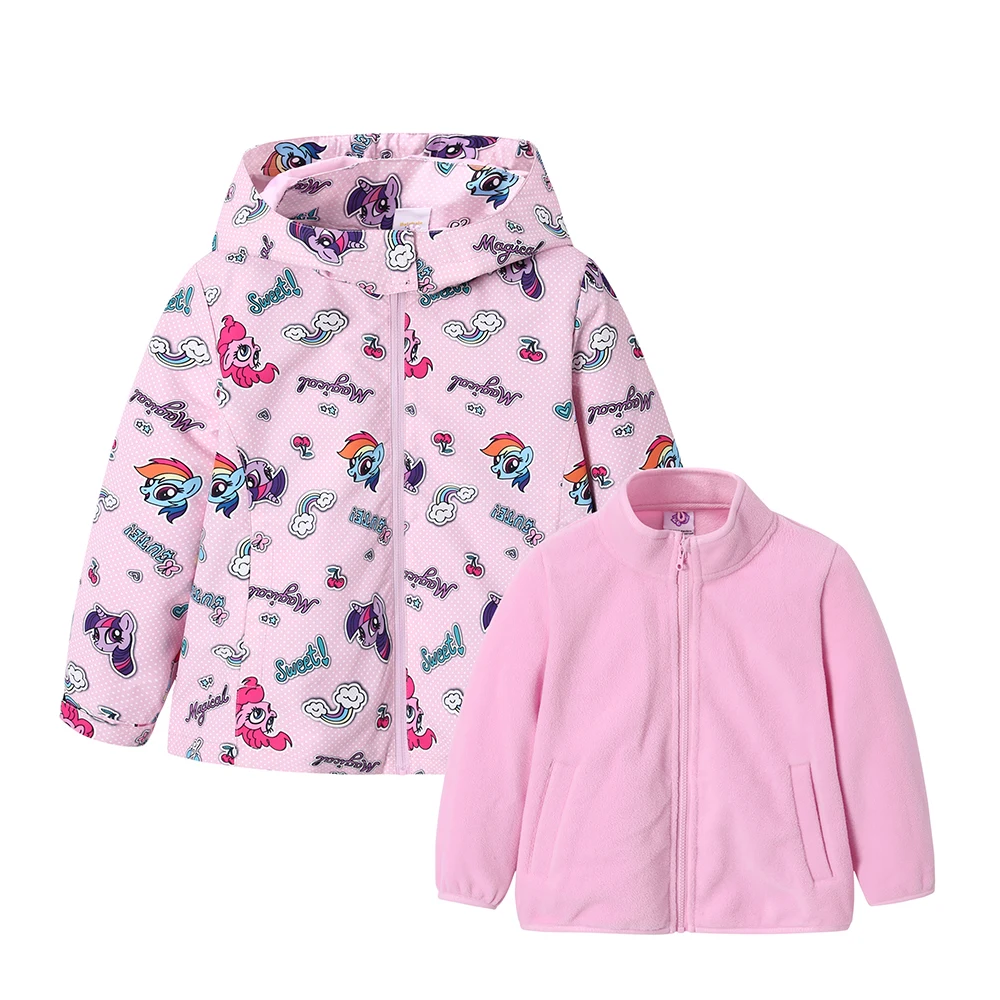 awesome  Balabala Grils 2 in 1 Outdoor Jacket Printed with Detachable Fleece Liner Jacket for Children Kids 