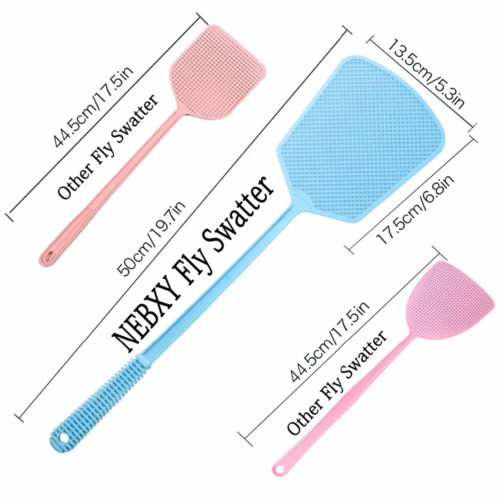 Многоцветная утолщенная пластиковая мухобойка руководство Swat Москитная Борьба с вредителями с длинной ручкой инструменты для борьбы с вредителями товары для дома