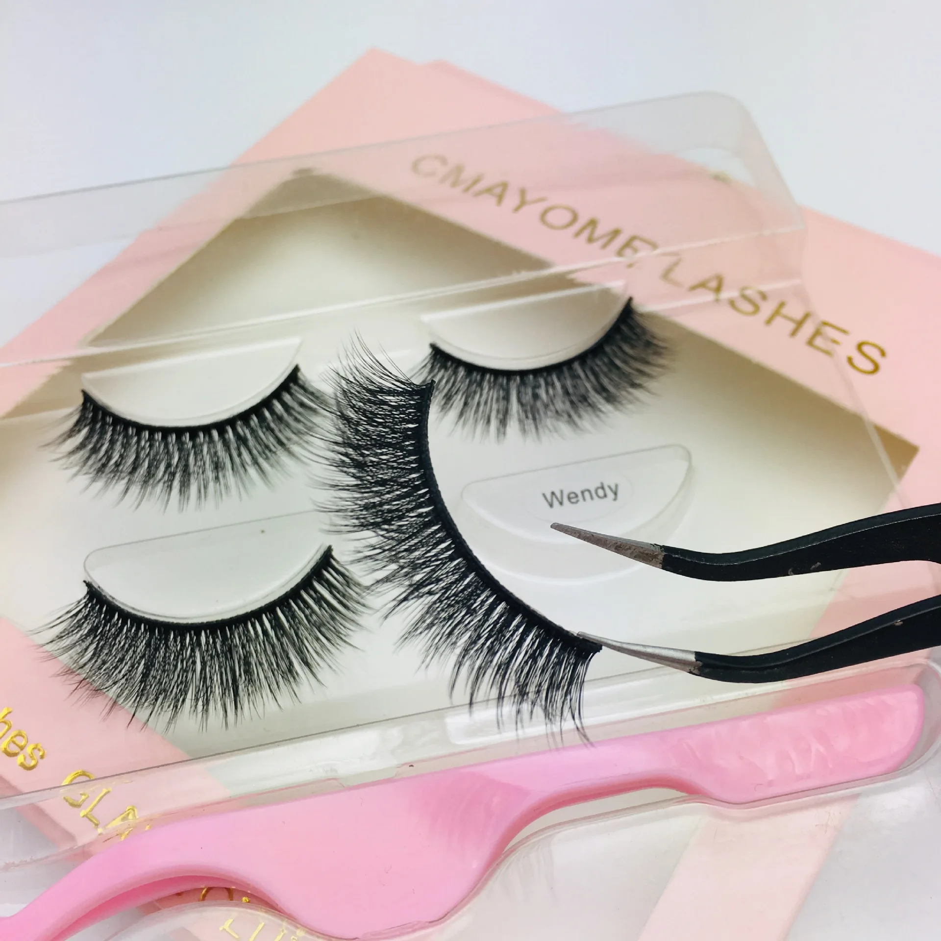 

2 Pairs 3D Mink False Eyelashes With 1 Tweezer Cross Messy Fashion Sexy Handmade Beauty Makeup Essential Tools