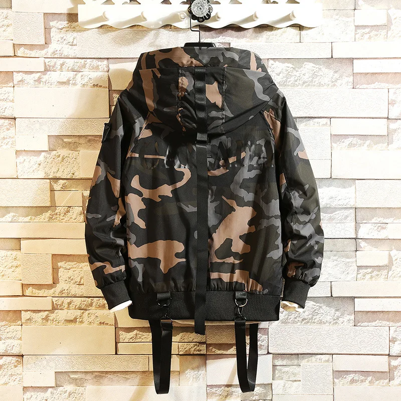 Hot Product 2019 Autumn New Men Leisure Fashion Camouflage Hooded Jacket Unlined Upper Garment Casual Print Zipper Mens Jackets and Coats