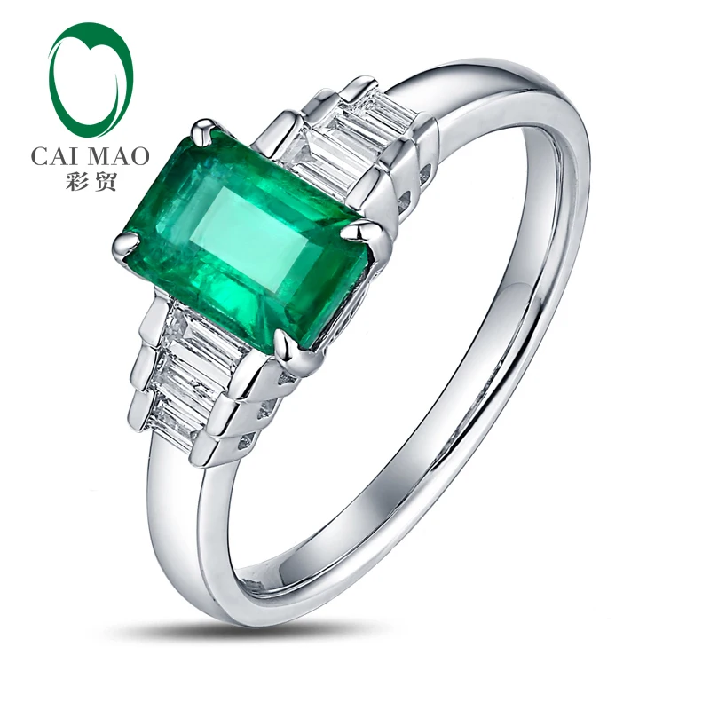 Бесплатная доставка CaiMao 1 03 ct натуральный изумруд 14KT/585 белое золото 0 22 багет