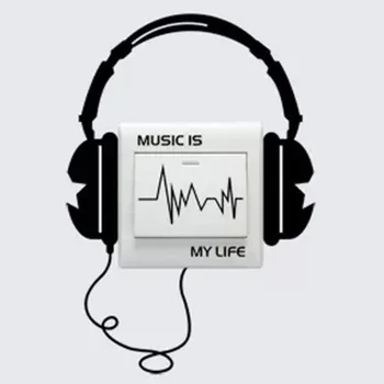 

Character Funny DIY Headset Switch Sticker Decal Music Is My Life Wall Stickers 3WS0023