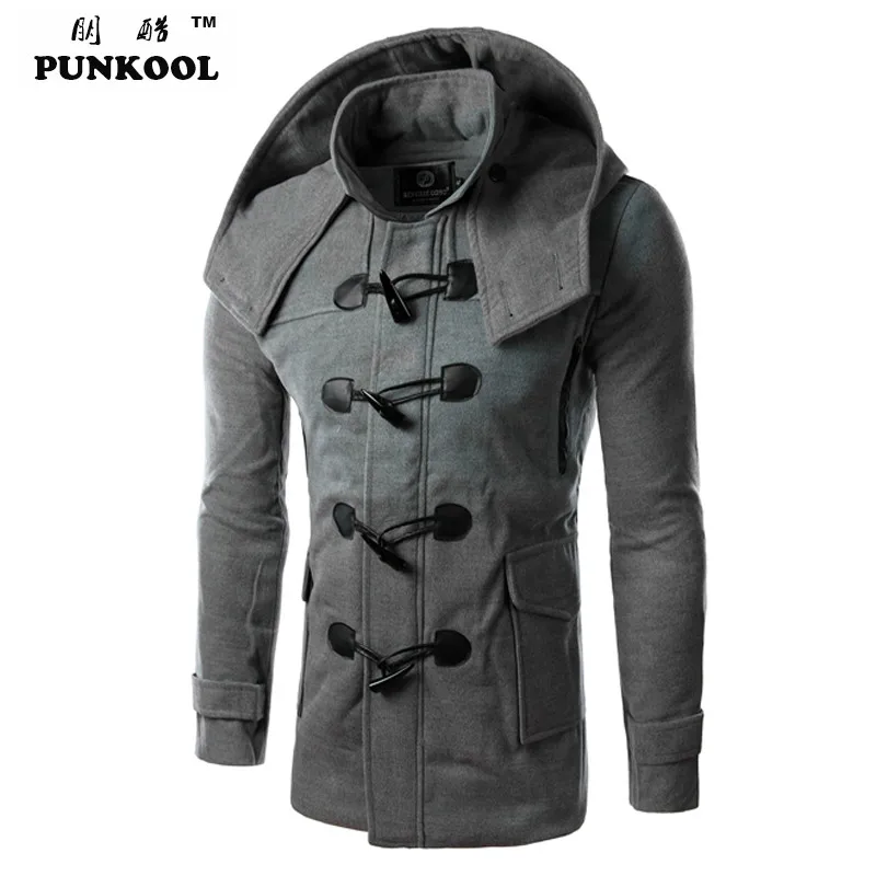 PUNKOOL Hot Duffle Coat Men Winter Fashion Design Wool