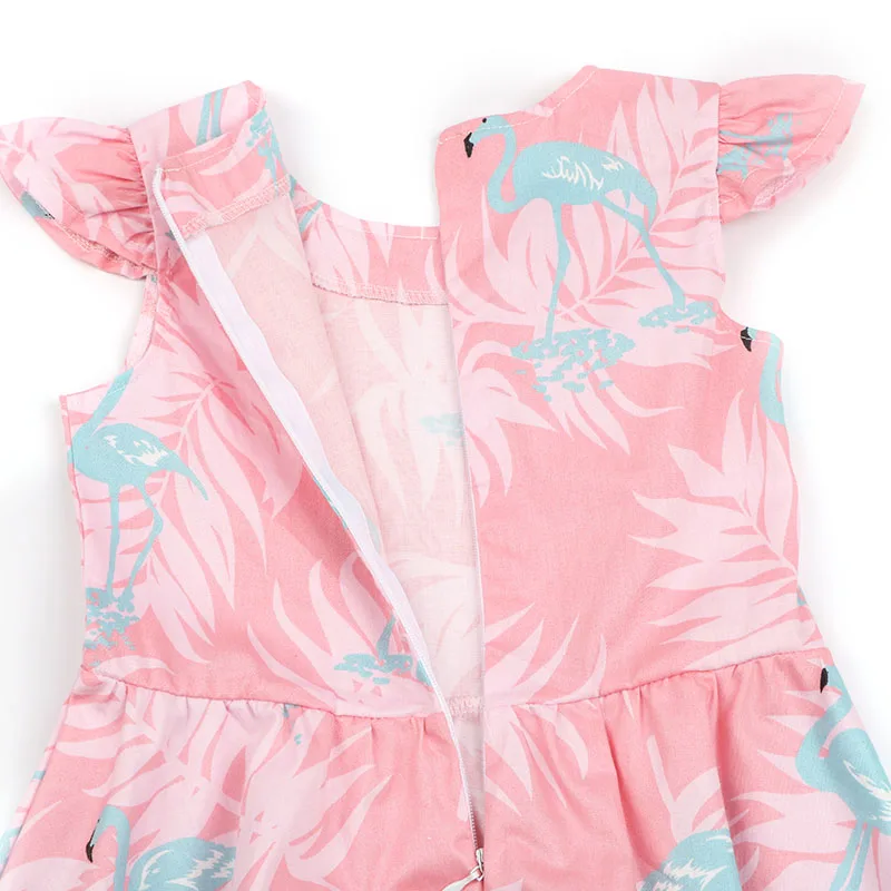 Fashion Kids Girl Summer Dresses Children Sleeveless Flamingo Print Cotton Dress Baby Grils Spring Summer Floral Clothing (9)