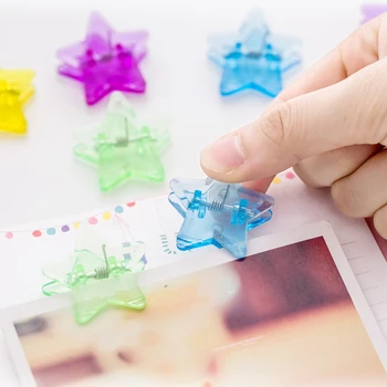 

3PCS/Lot Creative Transparent Star Small Clip Colorful Plastic Clip for File Test Paper Memo DIY Photo Decorative Clip Holder