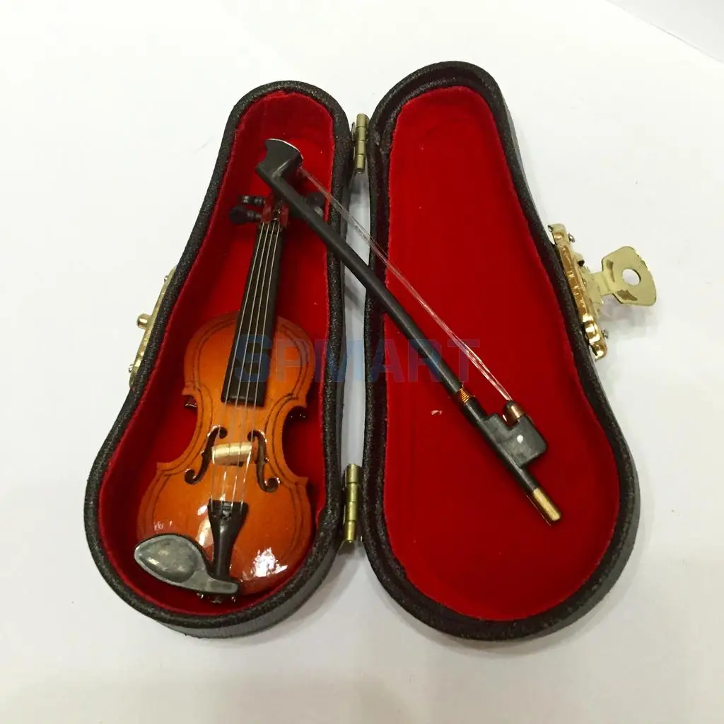 1/12 Scale Dollhouse Miniature Musical Instrument Wooden Violin with Box for 12th Music Room Decoration Accessories