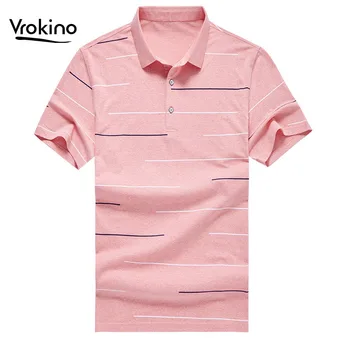 

VROKINO 2019 Summer New Style Men's Casual Printed Lapel Short-sleeved Polo Shirt Stylish High Quality Cotton Polo Shirt XXL 3XL