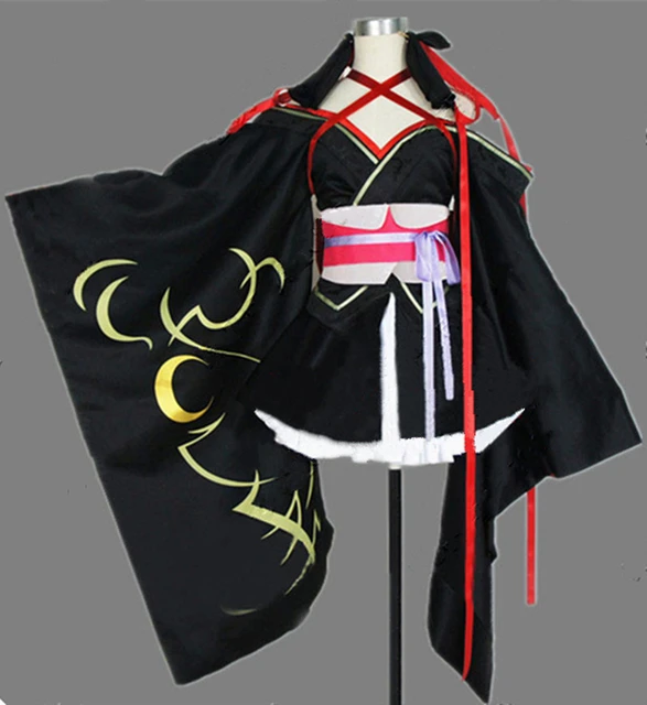 Japanese Anime Unbreakable Machine-Doll Wa Kizutsukanai Yaya Black Kimono  Large Size Cosplay Costume Japanese Style Cloak Halloween Party Dress Full  Set