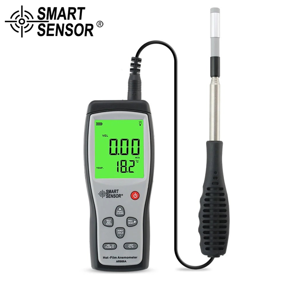 

SMART SENSOR Hot-film Digital Hot Wire Anemometer Tester Wind Speed meter Air Velocity Temperature measurement 40M/S wind gauge