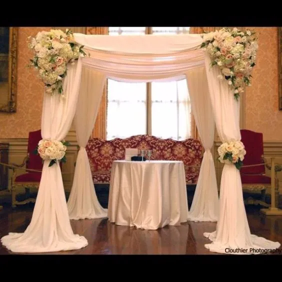 

3M*3M*3M White Romantic square canopy drape with stainless steel Stand,wedding stage curtain Wedding Prop