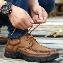 men genuine leather outdoor shoes climbing trekking shoes cow leather men sport hiking shoes camping walking hiking sneakers men winter outdoor genuine leather hiking shoes men brand breathable plush lining hiking shoes hunting climbing sport shoes sneakers