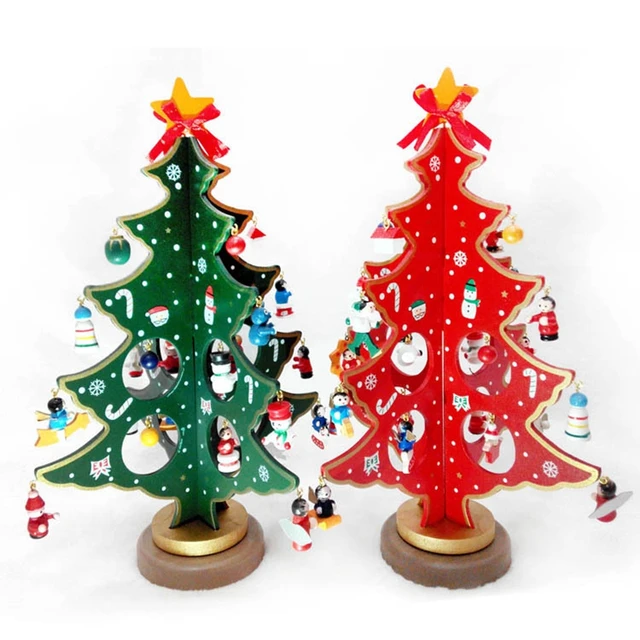 1pc 190g370g300g christmas creative cartoon wooden redgreen small christmas tree - Small Christmas Tree Ornaments 1pc 190g370g300g christmas creative cartoon wooden redgreen small christmas tree - Small Christmas Tree Ornaments
