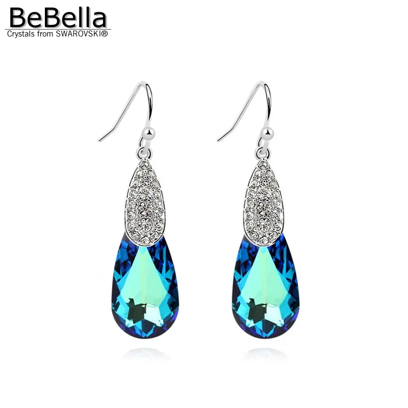 BeBella груша со стразами Подвески-сережки с кристаллами от Swarovski бренд модные украшения для женщин Рождественский подарок - Окраска металла: Crystal BBL