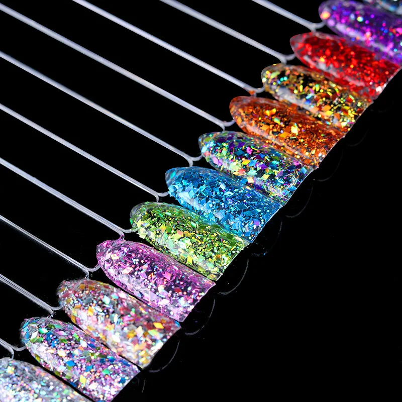 1 Box Rhombus Nail Flakies Mixed Size Colorful Paillette Sequins Flakes Glitter for Manicure Nail Art Decorations