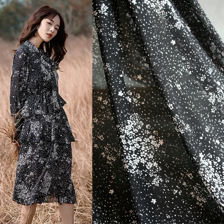 

150cm printed fabric meter micro-perspective chiffon fabric material drape scarf dress polyester fabric