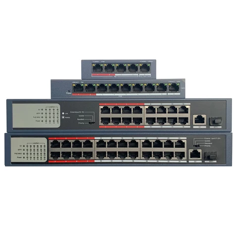 Switch de Rede Hik com Logotipo Lan Ds-3e0105p-e – m Ds-3e0109p-e Ds-3e0318p-e Ds-3e0326p-e Econômico 4ch 8ch 16ch 24ch Poe