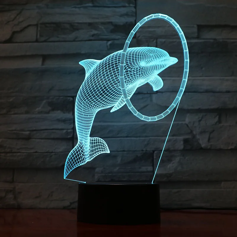 

Cute Animal Dolphin Led Night Light Lampara 3D Illusion Home Decorative Lamp Child Kids Nightlight Gift Dolphin Table Lamp Night