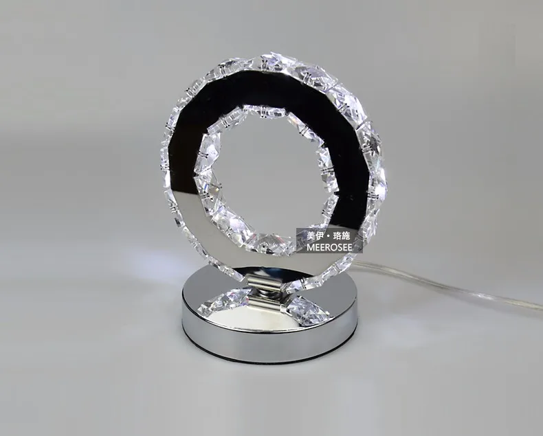 Круглый кольцевой светодиодный Кристалл Настольная лампа хромированная зеркальная отделка из нержавеющей стали светодиодный светильник 6 Вт всего MD8825