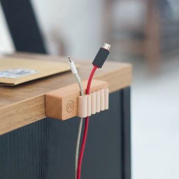 

Desktop Cable Solid Wood Cable Organizer Home Office Charging Cable Storage For All Phones