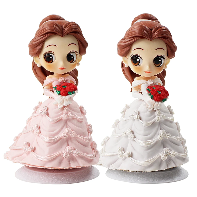14cm Q Posket Beauty And Beast Figures Belle In Wedding Dress Dreamy Style White Pink Beauty Model Dolls Action Figures Aliexpress