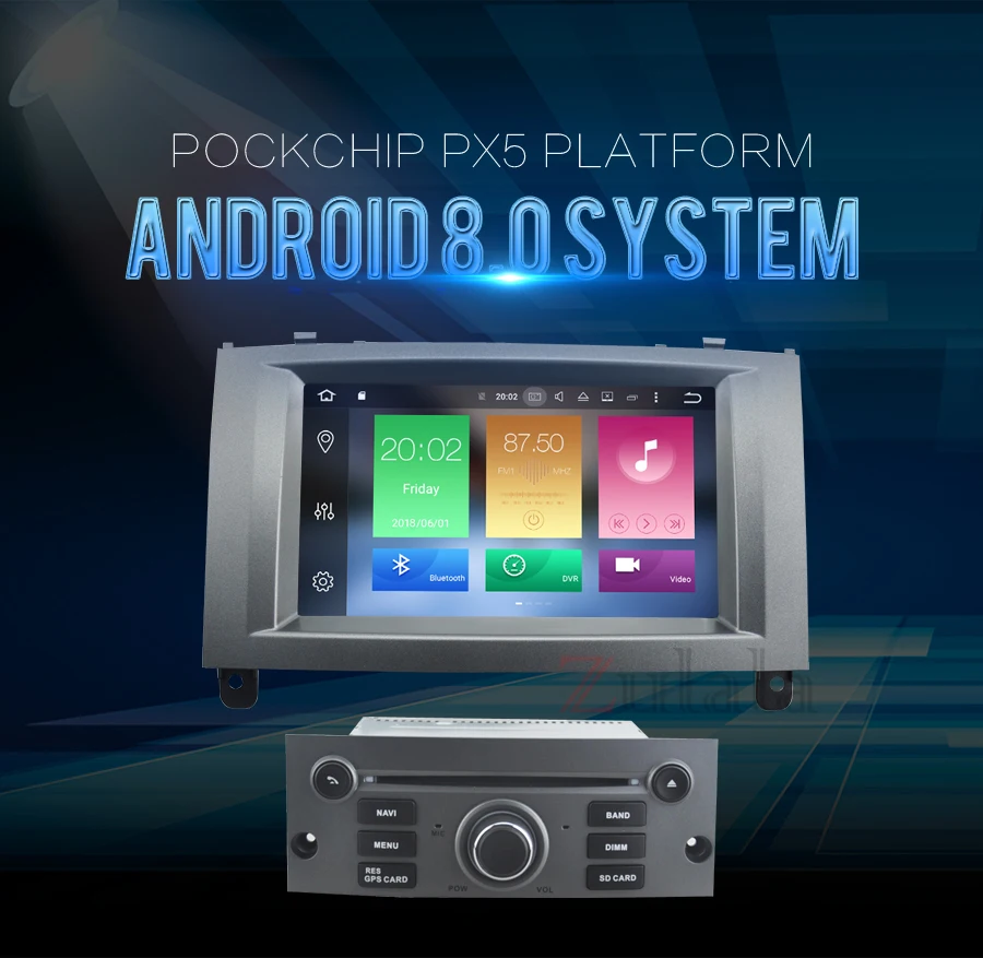 Headunit For Peugeot 407 2004 to 2010 pure Android 8.0 Car Stereo DVD Player GPS Navigation 4GB RAM Auto Video Multimedia Radio_01