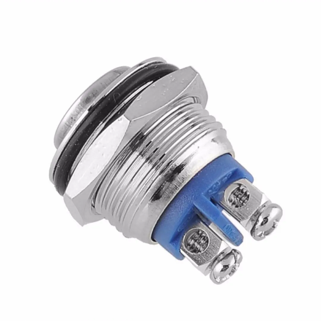 5pcs New 16mm 3A/250V Metal Waterproof Push Button Switch Car Motorcycle Momentary Horn Button Switch Auto Reset