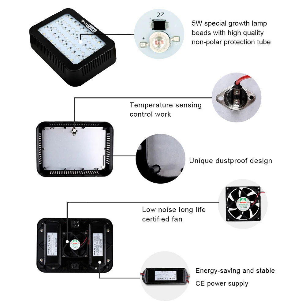 Wattshine Full spectrum 300W grow lamp 16 bands No rust Intelligent Temperature control Safety Energy saving Certification CE  (12)