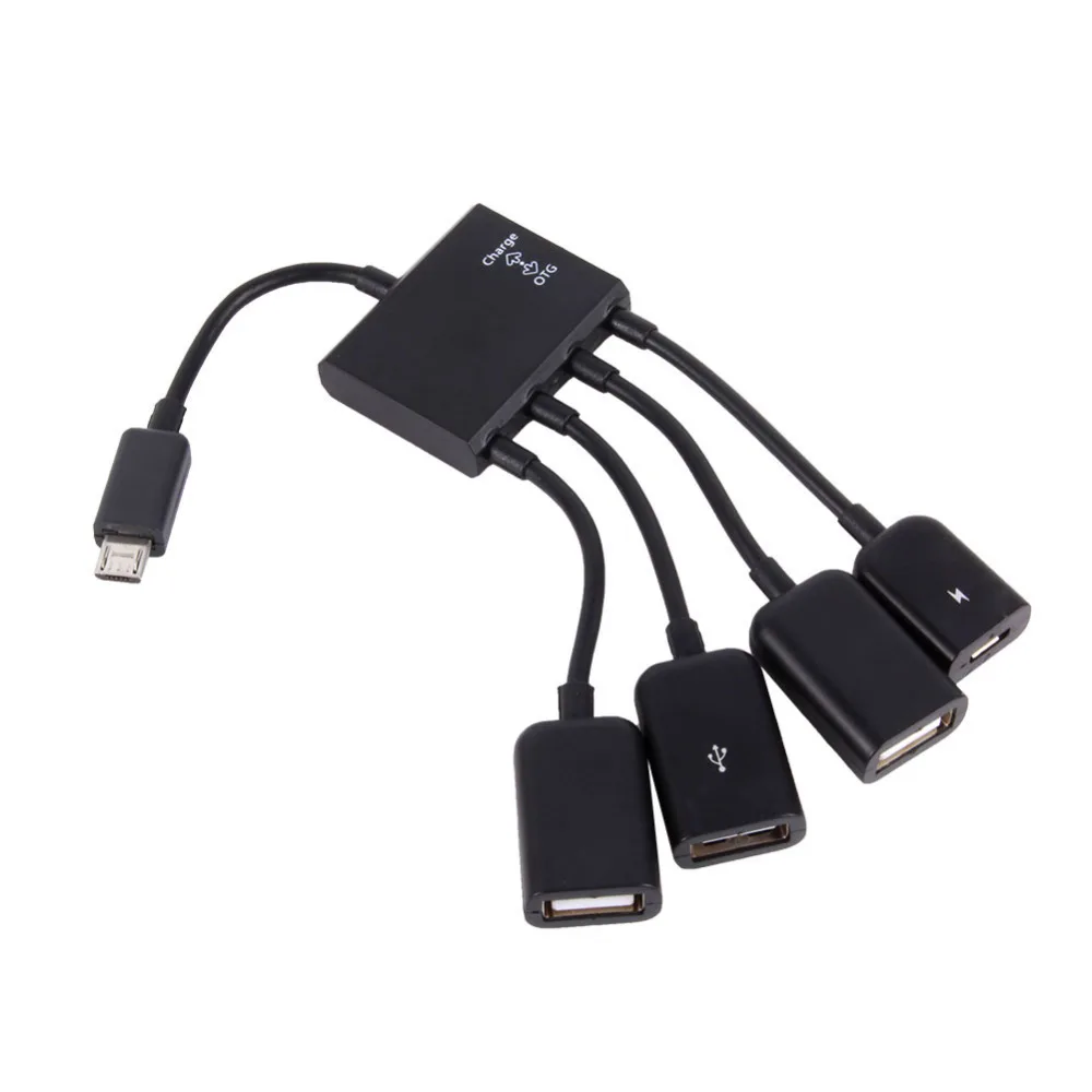4 Port Micro USB OTG Power Charging Hub Cable Spliter Connector Adapter