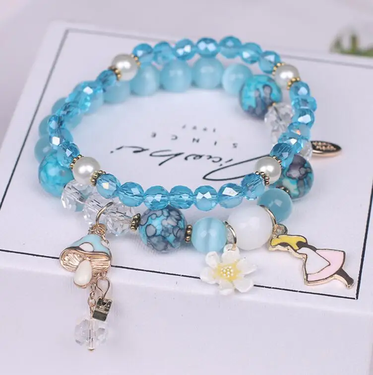 

Fashionable flower 174 20 Women silver Bracelet friend gifts for sale Trendy New Jewelry Female Jewelry pink blue