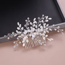 Для женщин Элегантный моделирование жемчуг волосы расческа Свадебные красивый головной убор Дамы сияющий горный хрусталь Нежный аксессуары для волос