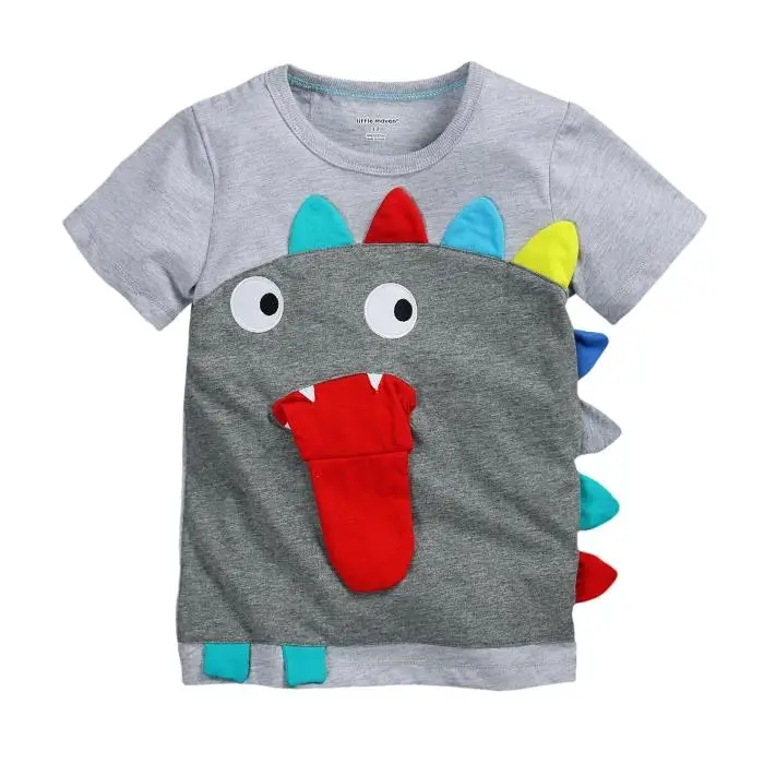 Хлопковая футболка с короткими рукавами и принтом для маленьких мальчиков летняя Брендовая детская одежда с круглым вырезом детские топы, футболки для детей от 18 месяцев до 6 лет