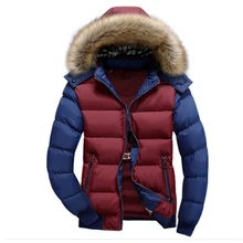 2016 New Men’s Winter Jacket Thick Warm Hooded Coats Casual Down Cotton Jackets Fashion Hoodies Fur Stand Brand Clothing LA074