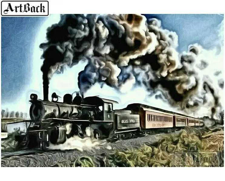 

ArtBack full square drill 5d diy diamond painting abstract train 3d diamond embroidery diamond mosaic handicraft home decoration
