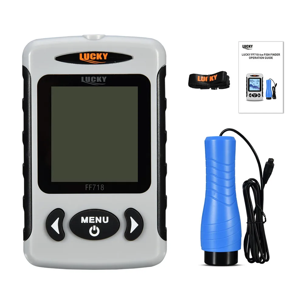  Russian menuLUCKY FF718D-Ice 2.2inch LCD Portable Fish Finder 200KHz/83KHz Dual Sonar Frequency 100