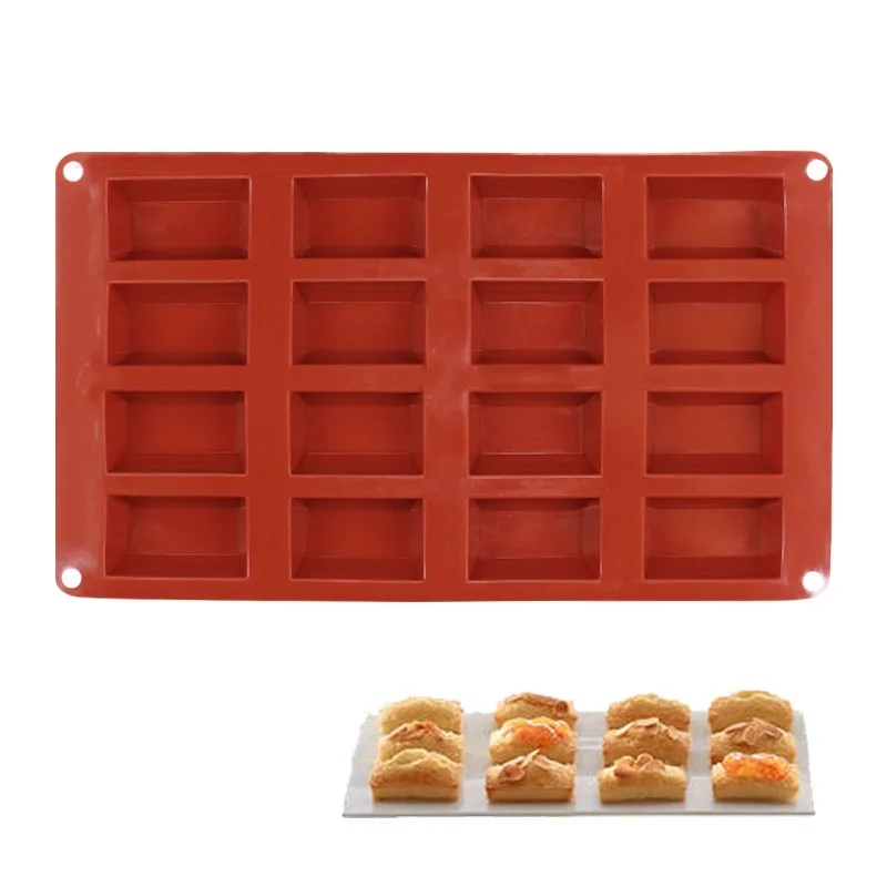 

DINIWELL Kitchen Silicone Cake Decorating Tools Baking Pastry Mould 16-Cavity Rectangular Box Design fondant Cake Mold