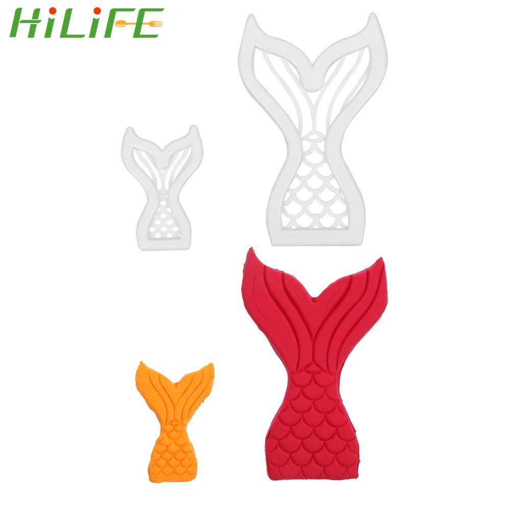 

HILIFE Cake Topper Baking Moulds Fish Tail Shaped 2pcs Mermaid Set Plastic Fondant Cutter Cake Mold
