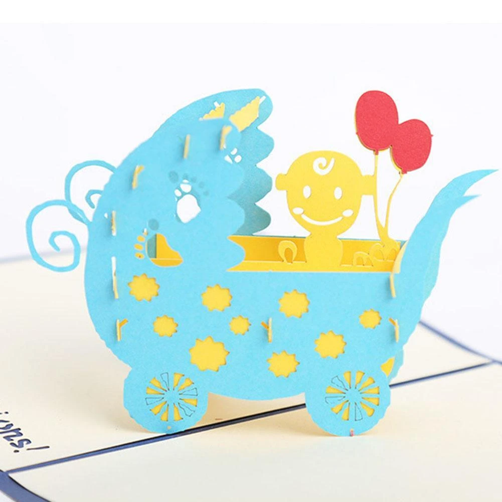 ベビーの誕生日カード 3d ポップアップ手作りポニースタイルグリーティングカード革新的な子供の誕生日グリーティングカード カード 招待状 Aliexpress