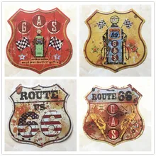 Letrero de Metal con forma de escudo de Route 66, placa decorativa de 30,5x30CM, para gasolinera, garaje, Retro, D001