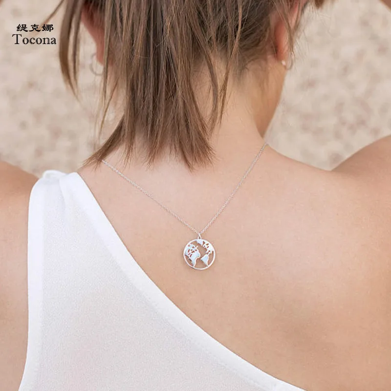 

Tocona Bohemian Globe Map Pendant Chokers Necklaces Silver Alloy Necklace Collar for Women Jewelry Accessories 2608