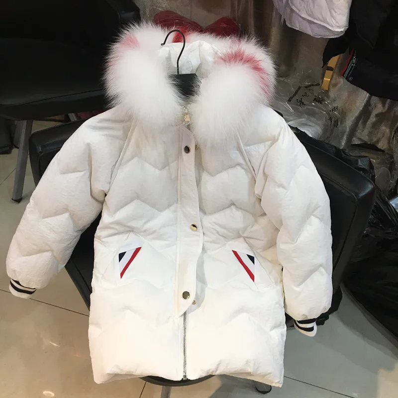 

-30 degrees Girls clothing warm Down jacket for girl clothes 2018 Winter Thicken Parka real Fur Hooded Children Outerwear Coats