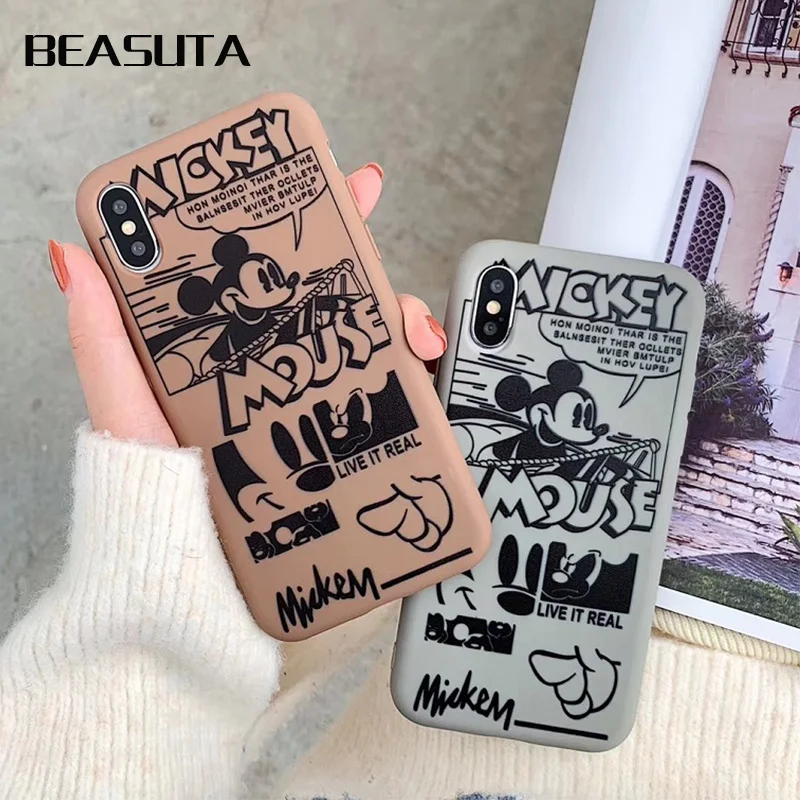 

Minnie Mickey Matte phone cases for iphone X XR XS XS Max Cute Cartoon Mickey Soft TPU case For iphone 6 6s 7 8 plus back cover