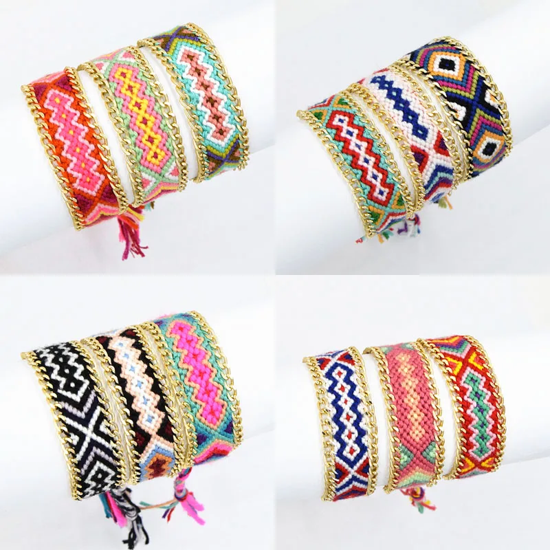 

Friendship Bracelet Handmade Charm Woven Rope String Hippy Boho Embroidery Cotton Friendship Bracelets For Men Women Hot Selling