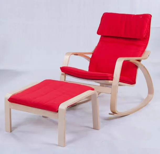 Harga Nyaman Bersantai Kursi Goyang Kursi dan Bangku Set Glider Rocker Lounger Hidup Room Furniture Modern Dewasa Kursi Goyang Kayu
