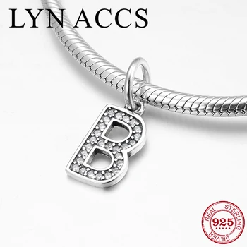 

925 Sterling silver Simple Fashion Alphabet B Letter Pendant DIY Jewelry Making Fit Original Pandora Charm Bracelet Necklace