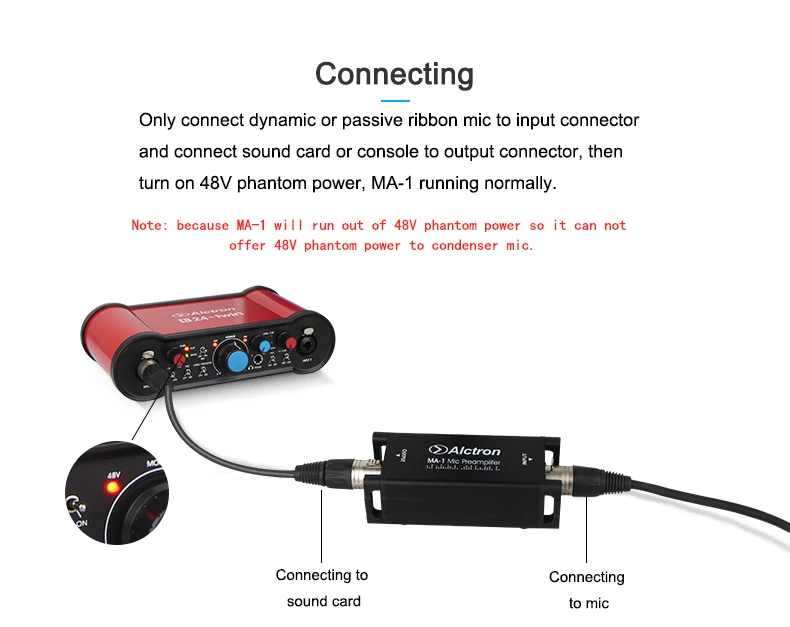 Alctron MA-1 Professional Microphone Preamplifier microphone for computer