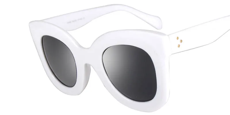 KEHU, новинка, женские классические брендовые дизайнерские солнцезащитные очки с заклепками, большая оправа, Винтажные Солнцезащитные очки "кошачий глаз" k9247 - Цвет линз: 2 white frame