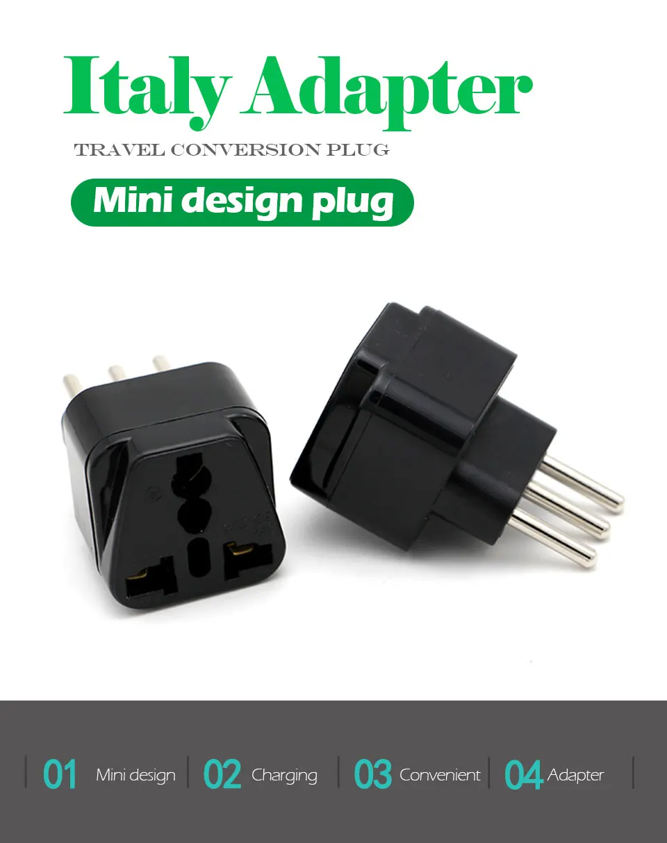 1PC New High Quality Universal UKUSEUAU to Italian 3pin Travel Plug Italy Milan Chile Converter Adapter Plug Adaptor Convert (1)