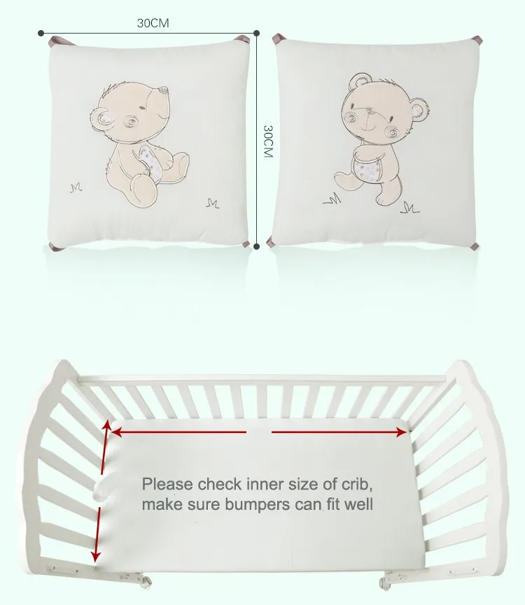 Детские бамперы Babymio, бампер для детской кроватки, защита для кроватки, дышащая подушка для детской кроватки, 30 см x 30 см x 6 шт
